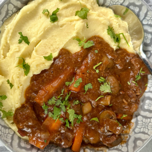 Beef Bourguignon with Garlic Mash